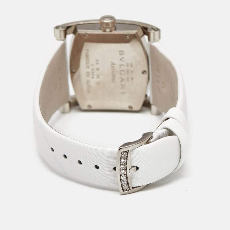 Pre Owned Bvlgari Mother of Pearl 18k White Gold Satin Assioma AAW36W Women's Wristwatch 36 mm 