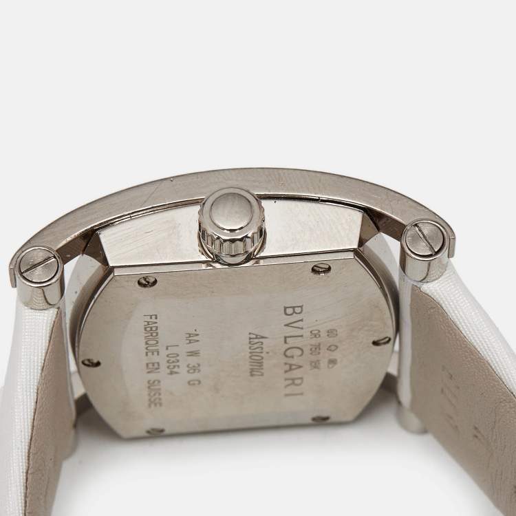 Pre Owned Bvlgari Mother of Pearl 18k White Gold Satin Assioma AAW36W Women's Wristwatch 36 mm 