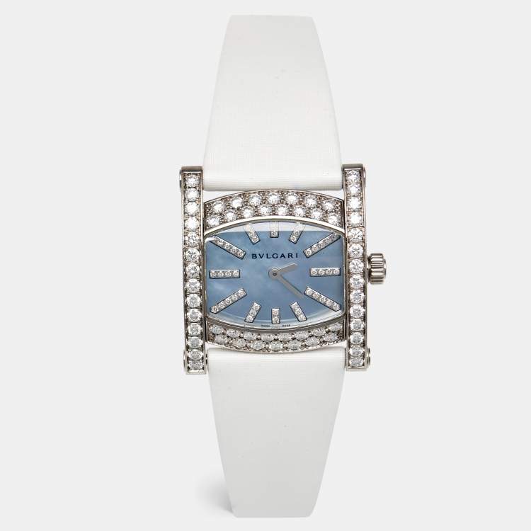 Pre Owned Bvlgari Mother of Pearl 18k White Gold Satin Assioma AAW36W Women's Wristwatch 36 mm 
