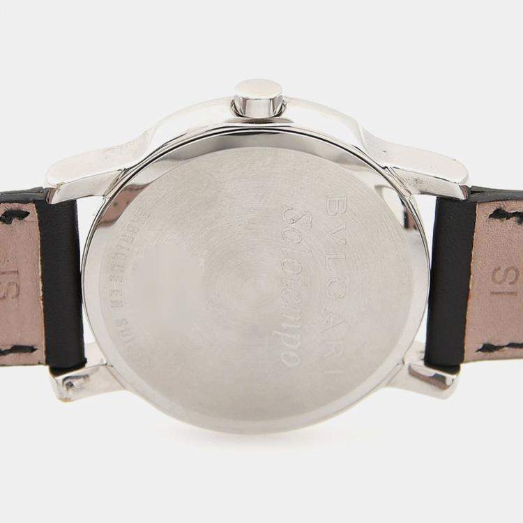 Pre Owned Bvlgari Solotempo ST35S Quartz Black Stainless Steel Women's Wristwatch 35 mm