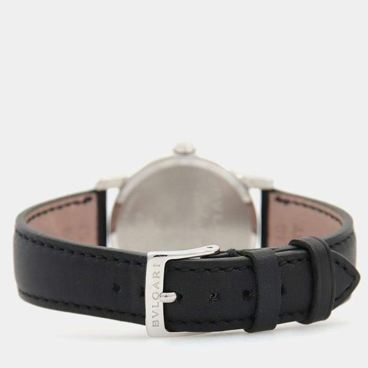 Pre Owned Bvlgari Solotempo ST35S Quartz Black Stainless Steel Women's Wristwatch 35 mm