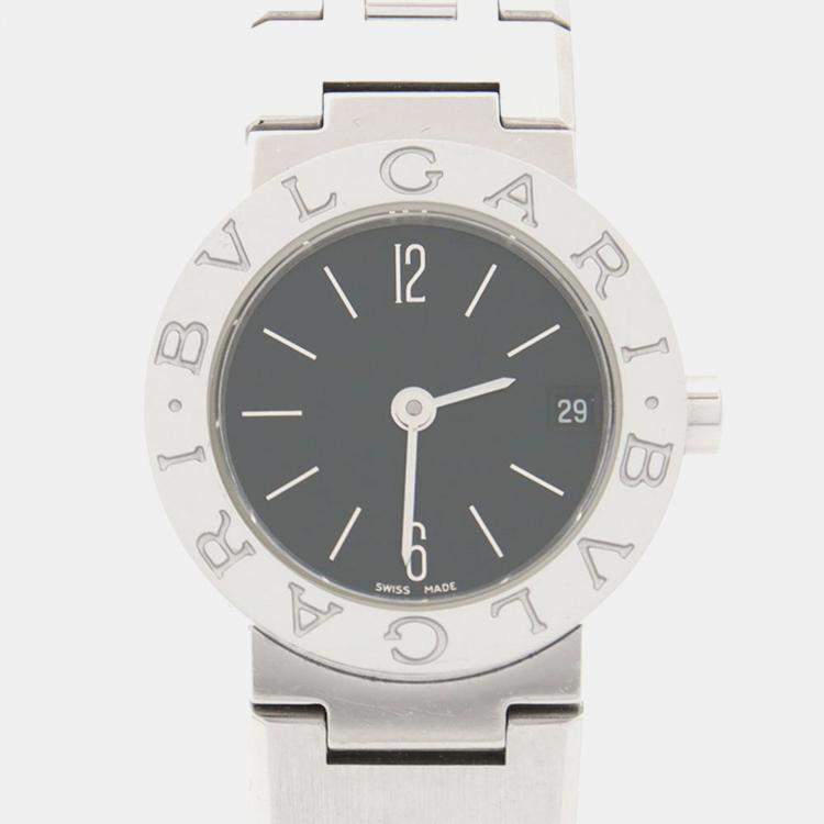 Pre Owned Bvlgari Bvlgari BB23SS Quartz Black Stainless Steel Women's Wristwatch 23 mm