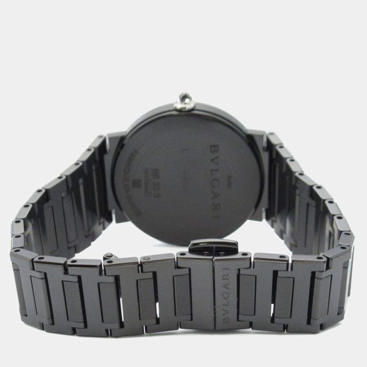Pre Owned Bvlgari Bvlgari Bvlgari BB33S Quartz Black Stainless Steel Women's Wristwatch 33 mm