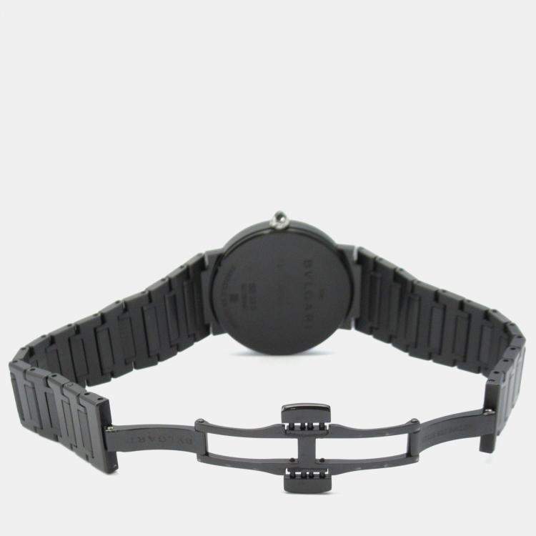 Pre Owned Bvlgari Bvlgari Bvlgari BB33S Quartz Black Stainless Steel Women's Wristwatch 33 mm
