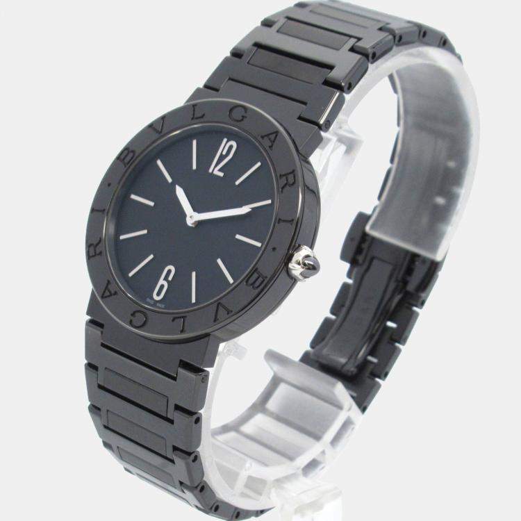Pre Owned Bvlgari Bvlgari Bvlgari BB33S Quartz Black Stainless Steel Women's Wristwatch 33 mm