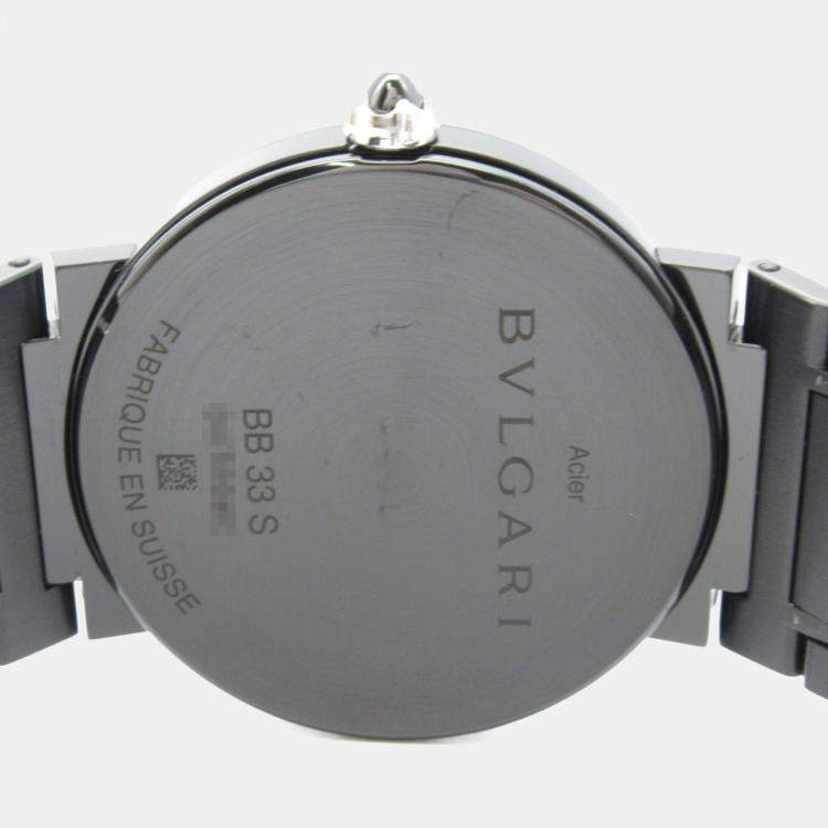 Pre Owned Bvlgari Bvlgari Bvlgari BB33S Quartz Black Stainless Steel Women's Wristwatch 33 mm