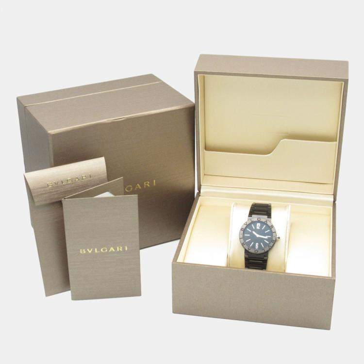 Pre Owned Bvlgari Bvlgari Bvlgari BB33S Quartz Black Stainless Steel Women's Wristwatch 33 mm