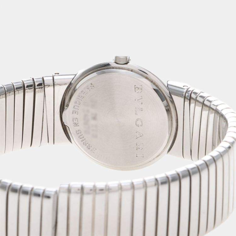 Pre Owned Bvlgari Bvlgari Tubogas BB262TS Quartz Black Stainless Steel Women's Wristwatch 26mm