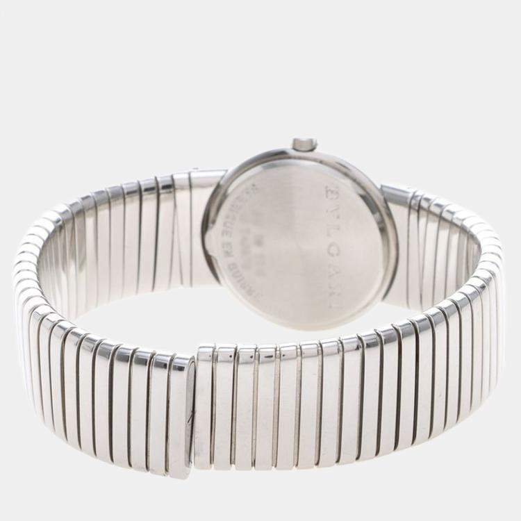 Pre Owned Bvlgari Bvlgari Tubogas BB262TS Quartz Black Stainless Steel Women's Wristwatch 26mm