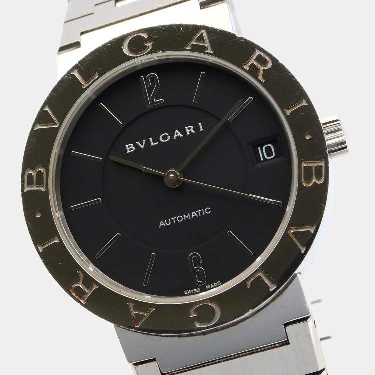 Pre Owned Bvlgari Bvlgari Bvlgari BB33SS Automatic Black Stainless Steel Women's Wristwatch 33 mm