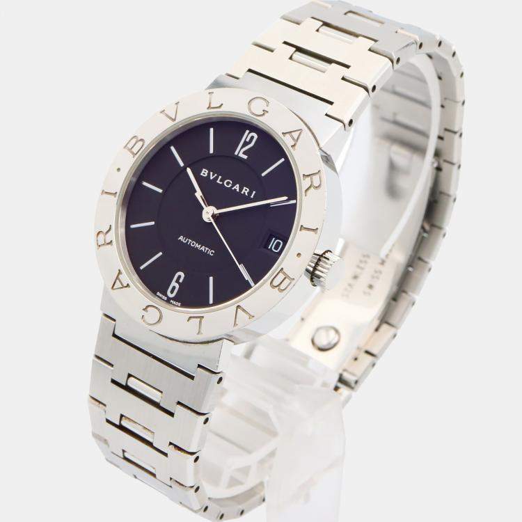 Pre Owned Bvlgari Bvlgari Bvlgari BB33SS Automatic Black Stainless Steel Women's Wristwatch 33 mm
