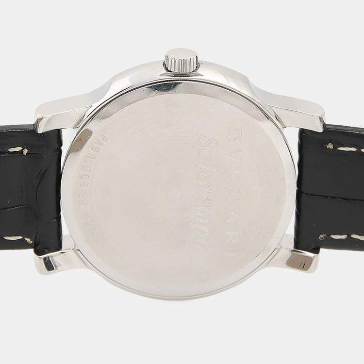 Pre Owned Bvlgari Solotempo ST35S Quartz Black Stainless Steel Men's Wristwatch 35mm