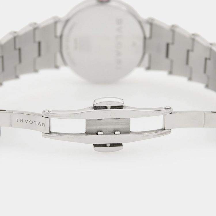 Pre Owned Bvlgari Lucea 102196 Quartz Mother of Pearl Dial Stainless Steel Diamond Women's Wristwatch 28mm