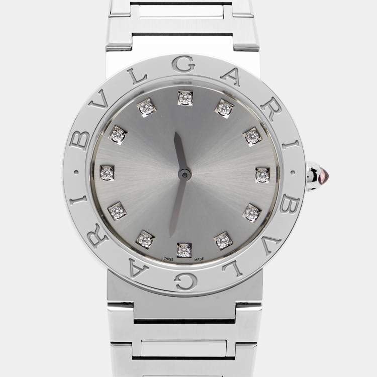 Pre Owned  Bvlgari Bvlgari 103696 Silver Dial Stainless Steel Diamond  Women's Wristwatch 33 mm