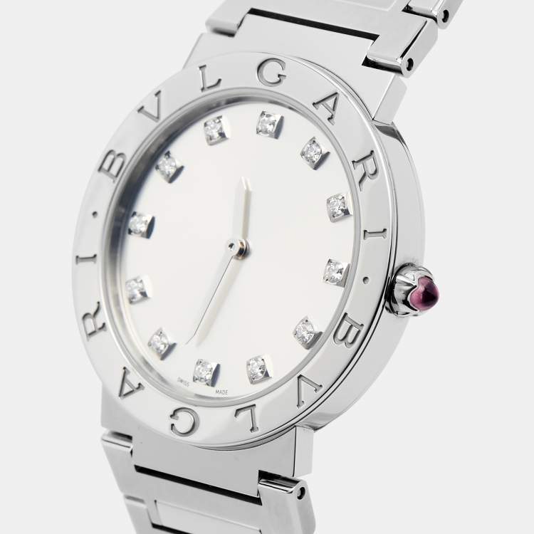 Pre Owned  Bvlgari Bvlgari 103696 Silver Dial Stainless Steel Diamond  Women's Wristwatch 33 mm