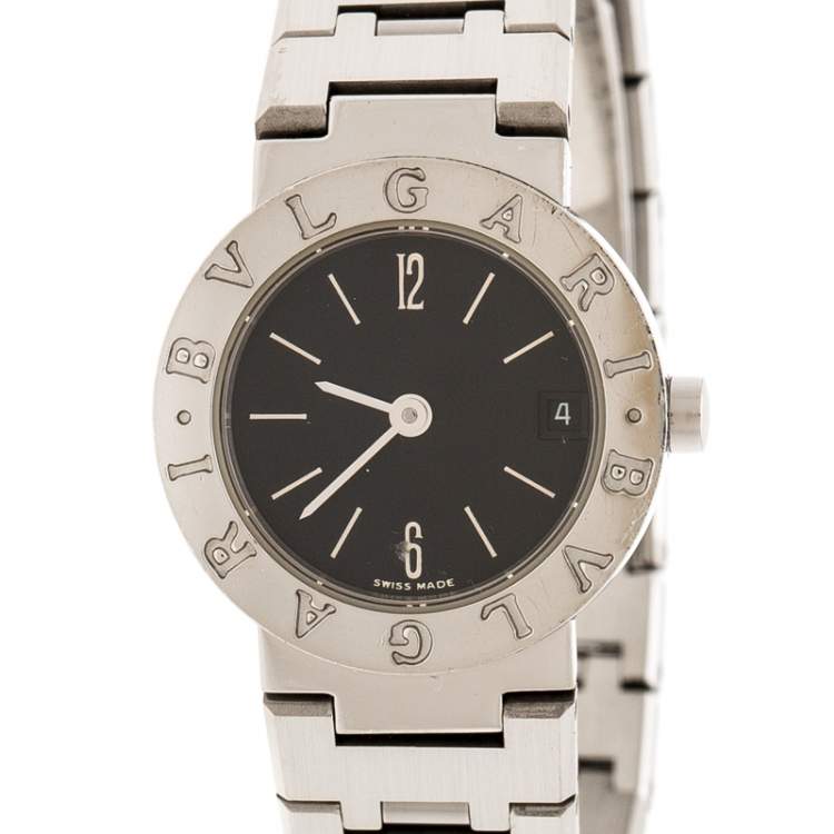 Pre Owned Bvlgari Black Stainless Steel Bvlgari BB23SSD Women's Wristwatch 23 mm