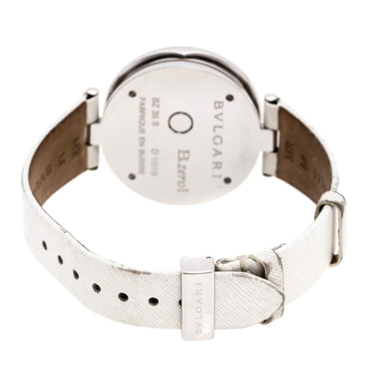 Pre Owned Bvlgari Silver Stainless Steel Heart Diamond B.Zero1 Women's Wristwatch 35 MM