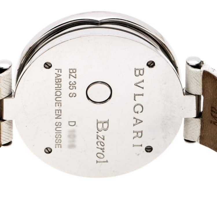 Pre Owned Bvlgari Silver Stainless Steel Heart Diamond B.Zero1 Women's Wristwatch 35 MM