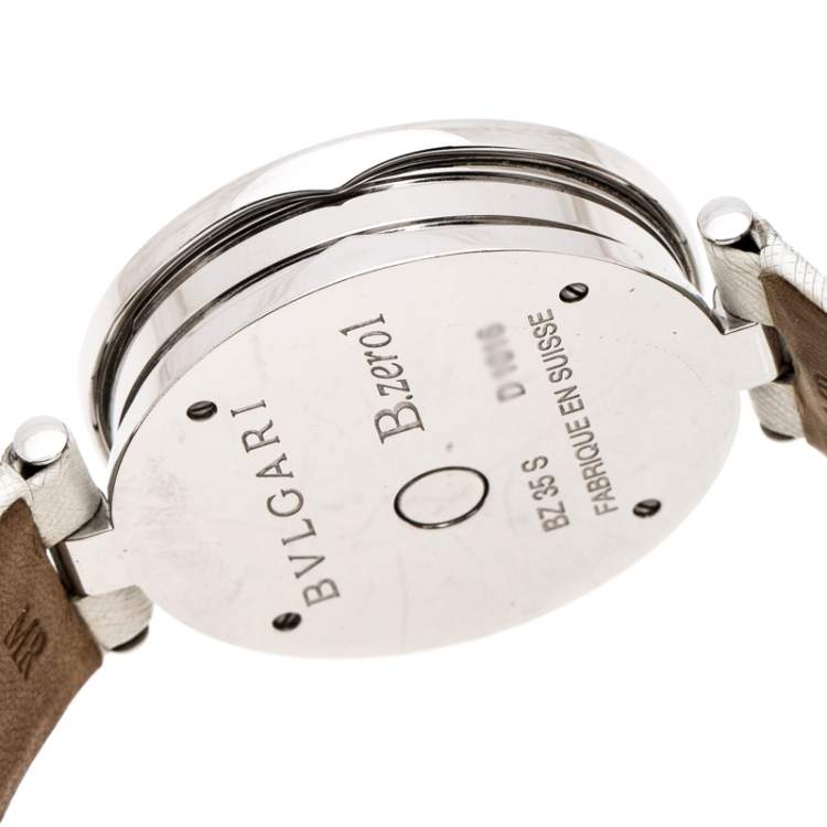 Pre Owned Bvlgari Silver Stainless Steel Heart Diamond B.Zero1 Women's Wristwatch 35 MM