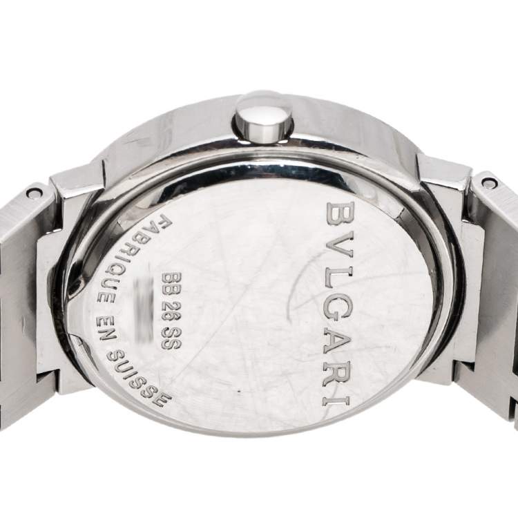 Pre Owned Bvlgari Black Stainless Steel Bvlgari BB26SS Women's Wristwatch 26 mm
