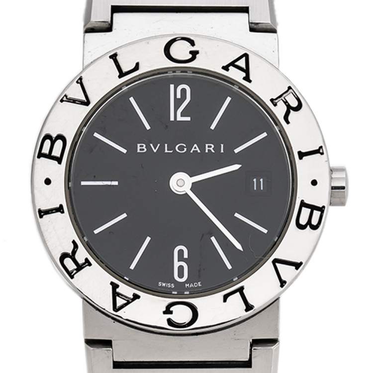 Pre Owned Bvlgari Black Stainless Steel Bvlgari BB26SS Women's Wristwatch 26 mm