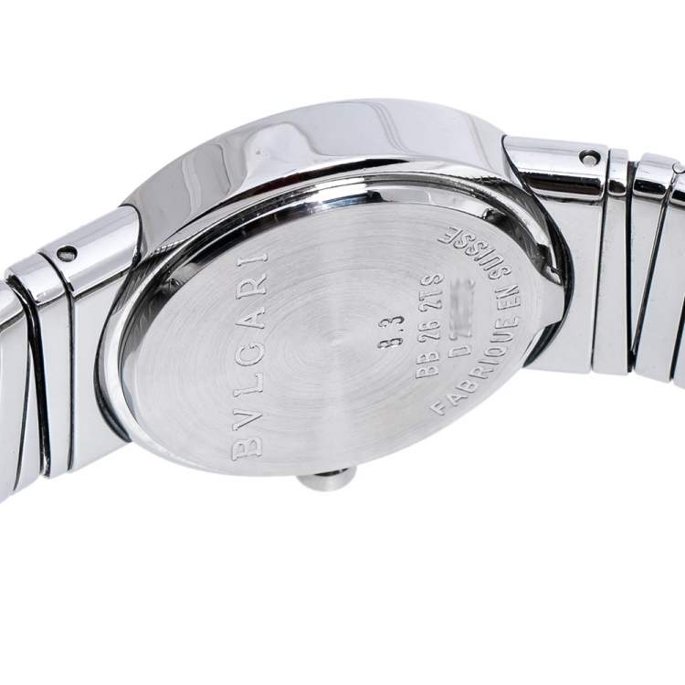 مملوكة مسبقًا Bvlgari Black Stainless Steel Diamond Tubogas BB262TS Women's Wristwatch 26 mm