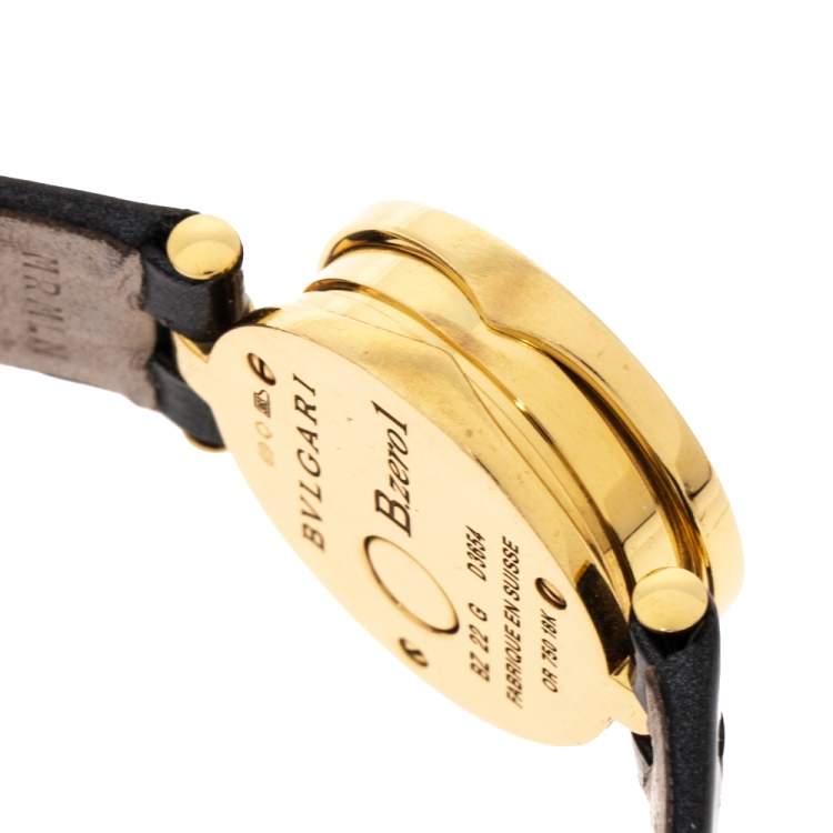 Pre Owned Bvlgari Black 18K Yellow Gold B.Zero1 BZ 22 G Women's Wristwatch 22 MM