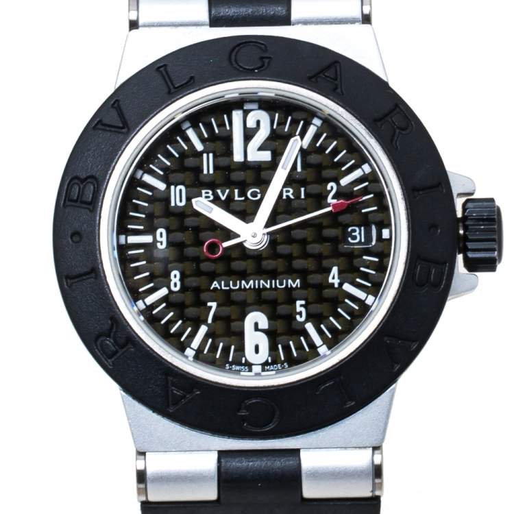 Pre Owned Bvlgari Carbon Fiber Aluminum and Black Rubber Diagono AL 29 TA Women's Wristwatch 29 mm
