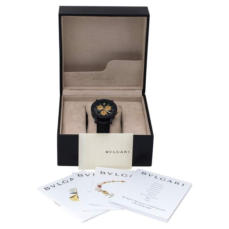 Pre Owned Bvlgari Black Carbongold Chronograph BB38CLCH Limited Edition Women's Wristwatch 38MM