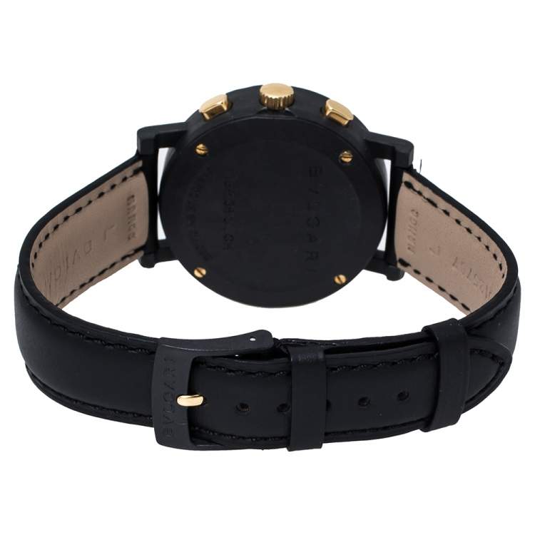 Pre Owned Bvlgari Black Carbongold Chronograph BB38CLCH Limited Edition Women's Wristwatch 38MM