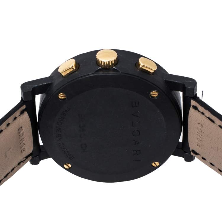 Pre Owned Bvlgari Black Carbongold Chronograph BB38CLCH Limited Edition Women's Wristwatch 38MM