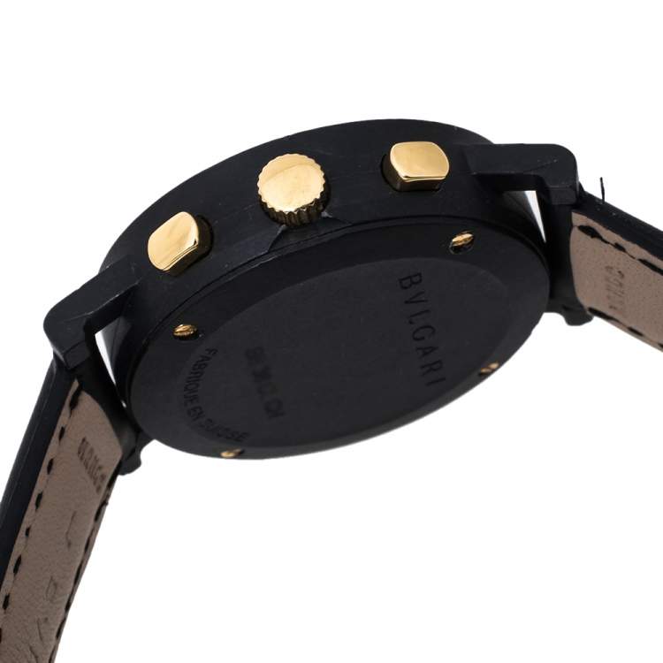 Pre Owned Bvlgari Black Carbongold Chronograph BB38CLCH Limited Edition Women's Wristwatch 38MM