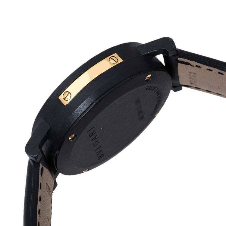 Pre Owned Bvlgari Black Carbongold Chronograph BB38CLCH Limited Edition Women's Wristwatch 38MM