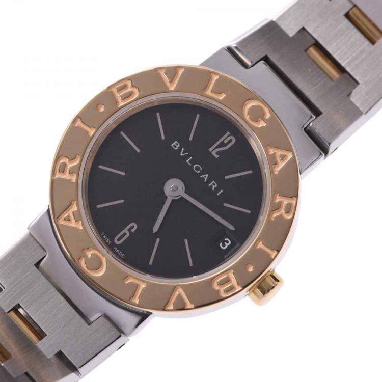 Pre Owned Bvlgari Black 18K Yellow Gold and Stainless Steel Bvlgari Bvlgari BB23SG Women's Wristwatch 23MM
