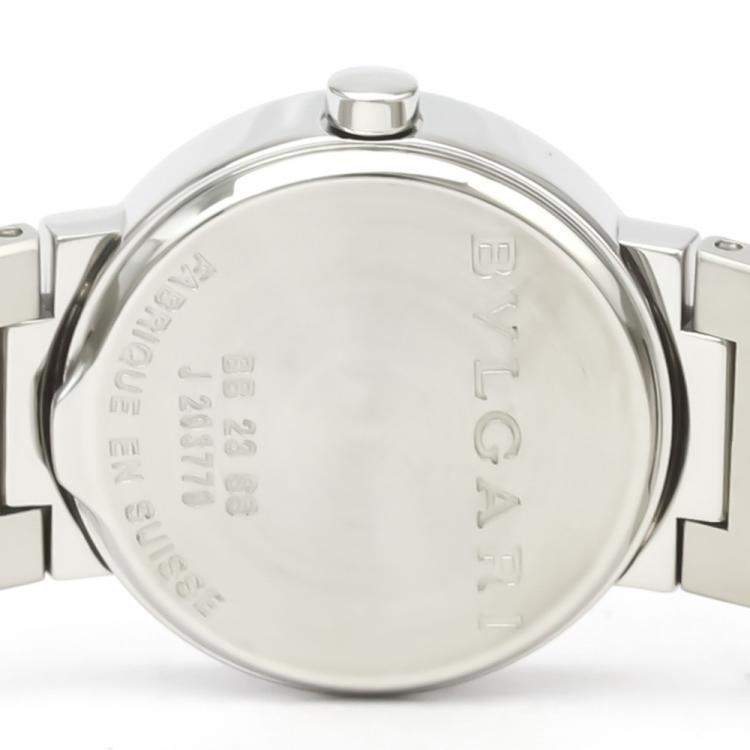 Pre Owned Bvlgari Black Diamonds Stainless Steel Bvlgari Bvlgari BB23SS Quartz Women's Wristwatch 22 MM