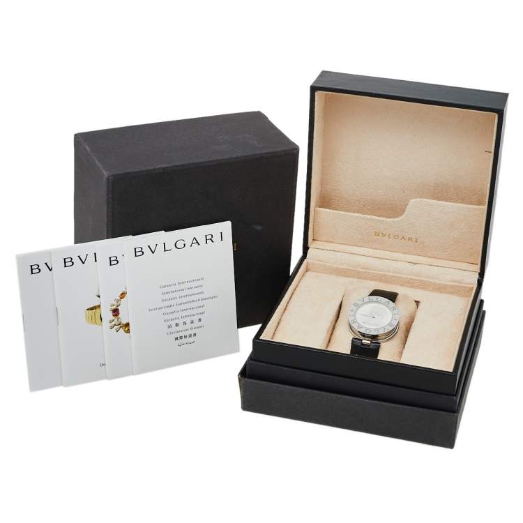 Pre Owned Bvlgari Silver Stainless Steel Diamond Heart Motif B.Zero1 BZ 35 S Women's Wristwatch 35 mm