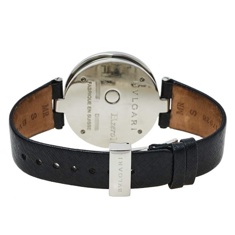 Pre Owned Bvlgari Silver Stainless Steel Diamond Heart Motif B.Zero1 BZ 35 S Women's Wristwatch 35 mm