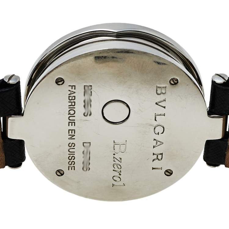 Pre Owned Bvlgari Silver Stainless Steel Diamond Heart Motif B.Zero1 BZ 35 S Women's Wristwatch 35 mm