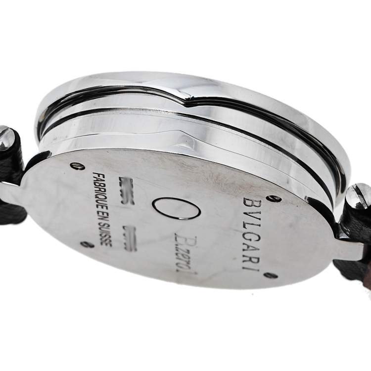 Pre Owned Bvlgari Silver Stainless Steel Diamond Heart Motif B.Zero1 BZ 35 S Women's Wristwatch 35 mm