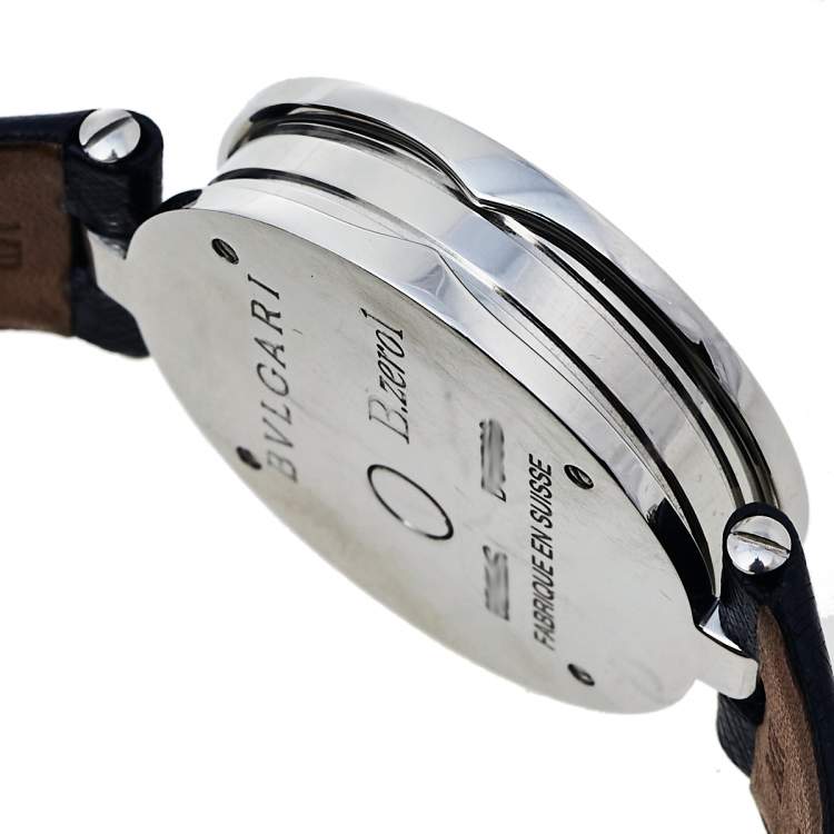 Pre Owned Bvlgari Silver Stainless Steel Diamond Heart Motif B.Zero1 BZ 35 S Women's Wristwatch 35 mm