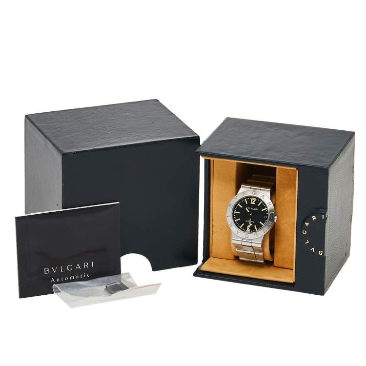 Pre Owned Bvlgari Black Stainless Steel Diagono LC 29 S Automatic Women's Wristwatch 29 mm