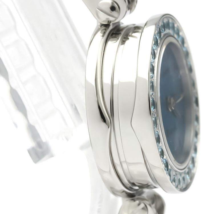 Pre Owned Bvlgari B-Blue MOP Topaz Stainless Steel B.Zero1 BZ22S Women's Wristwatch 22 MM