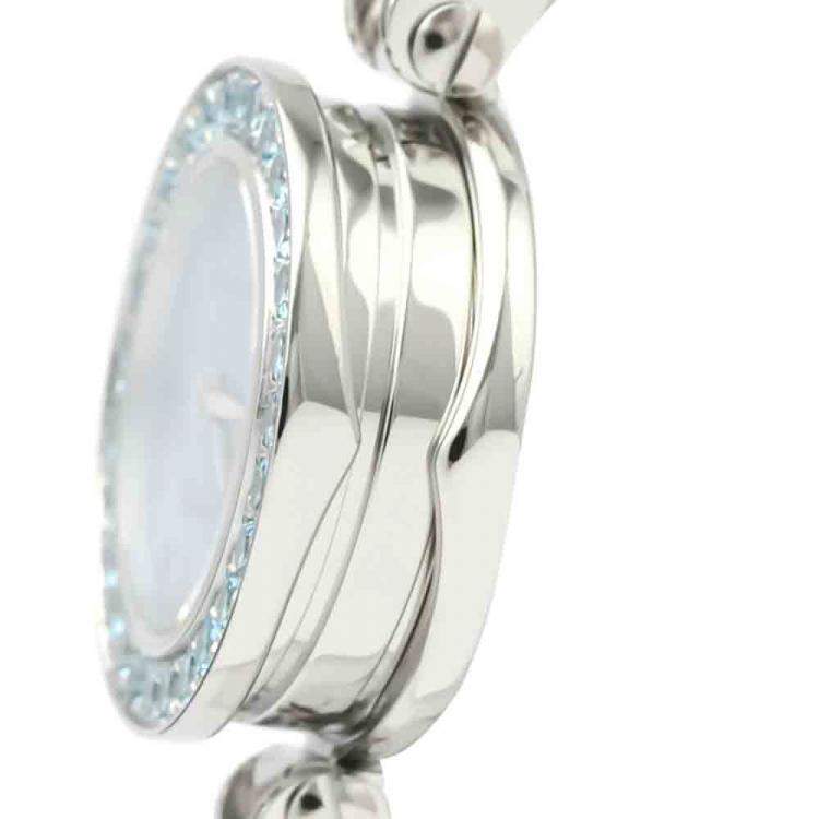 Pre Owned Bvlgari B-Blue MOP Topaz Stainless Steel B.Zero1 BZ22S Women's Wristwatch 22 MM