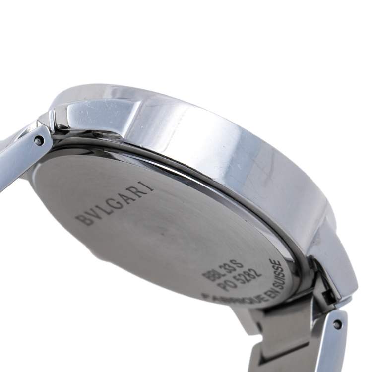 Pre Owned Bvlgari Black Stainless Steel Bvlgari 102072 Automatic Women's Wristwatch 33 mm