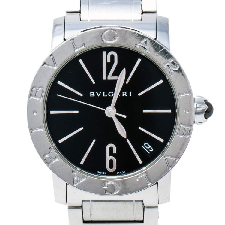 Pre Owned Bvlgari Black Stainless Steel Bvlgari 102072 Automatic Women's Wristwatch 33 mm