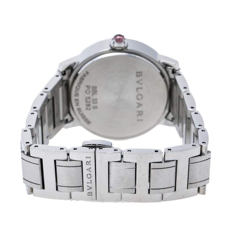 Pre Owned Bvlgari Black Stainless Steel Bvlgari 102072 Automatic Women's Wristwatch 33 mm
