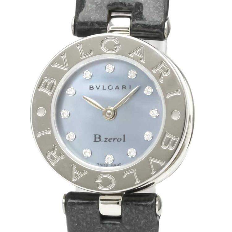 Pre Owned Bvlgari Blue MOP Stainless Steel BZ22S B-Zero1 Women's Wristwatch 22 MM