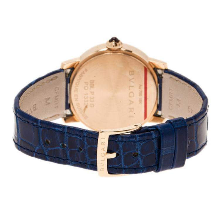 Pre Owned Bvlgari Black 18K Rose Gold BBL P33G/PO1332 Women's Wristwatch 32MM