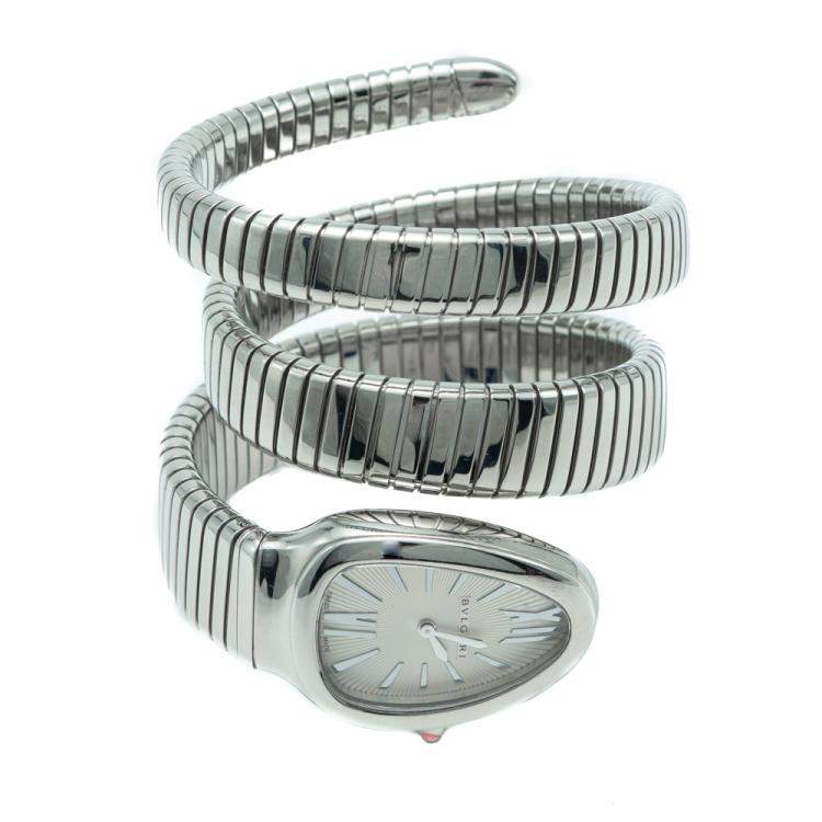 مملوكة مسبقًا Bvlgari Serpenti White Dial Stainless Steel Women's Watch 35MM