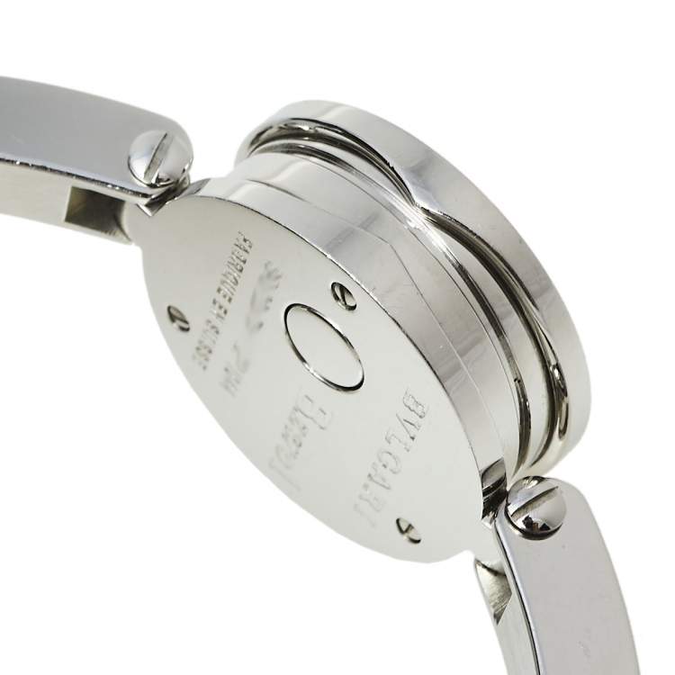 Pre Owned Bvlgari Mother of Pearl Flower Motif Diamond Stainless Steel B.Zero1 BZ 22 S Women's Wristwatch 22 mm